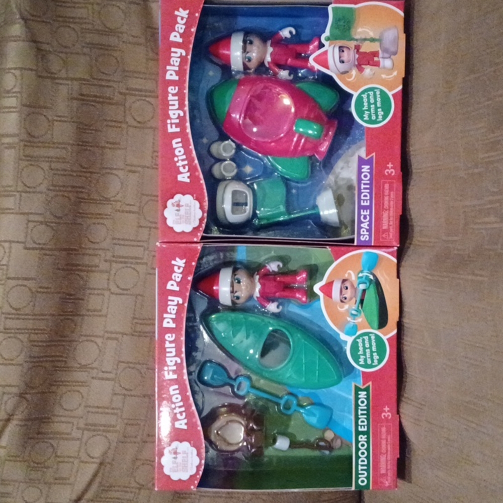 2 New Elf On The Shelf Action Figure Play Packs Space and Outdoor Editions